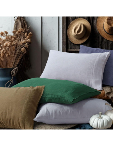 Juego de Fundas de Almohada Estándar Tribeca Living 100% Lino Juego de Fundas de Almohada Estándar Tribeca Living 100% Lino