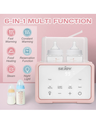 Calentador de Biberones Sejoy N11 6 en 1 Rosa Multifuncional