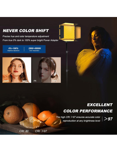 Kit de luz de video LED RGB 20W Soonpho 12.6in con trípode