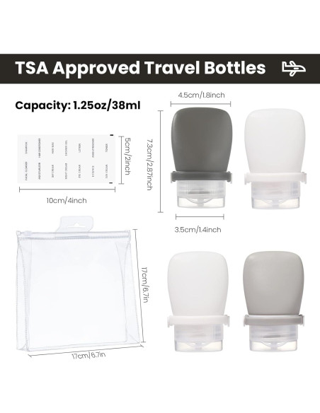 Botellas de Silicona RONRONS 30ml A Prueba de Fugas 4 Pack Botellas de Silicona RONRONS 30ml A Prueba de Fugas 4 Pack