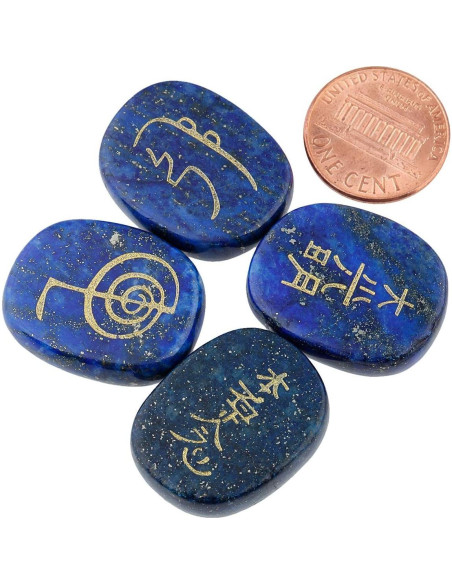 Piedras de Chakra Lapislázuli Mookaitedecor 4 Piezas Reiki Piedras de Chakra Lapislázuli Mookaitedecor 4 Piezas Reiki