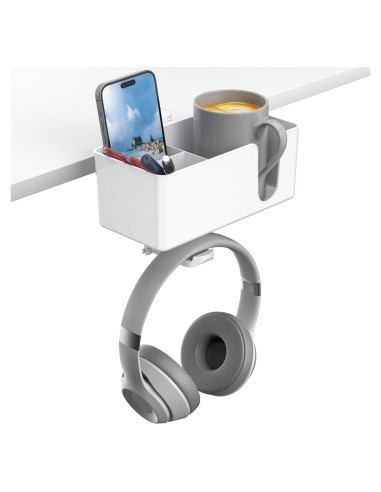Organizador de Escritorio KDD 4 en 1 Blanco - Soporte Auriculares y Taza