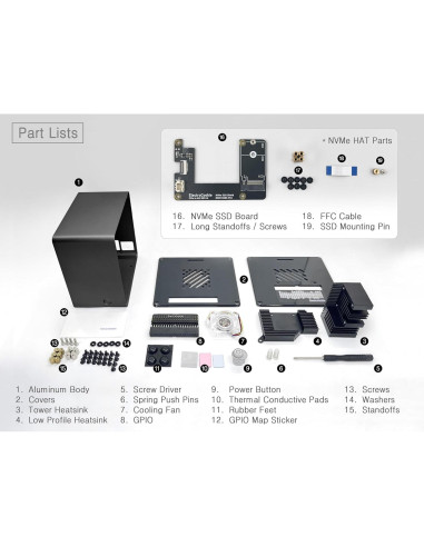 Caja Mini Torre ElectroCookie para Raspberry Pi 5 + SSD 256GB