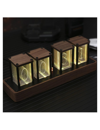 Reloj Digital Tubo Nixie ClocTeck QI-C04 Marrón RGB