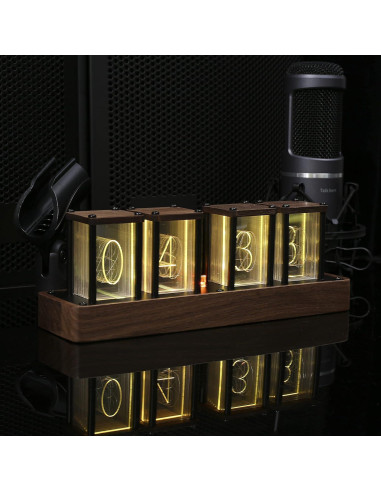 Reloj Digital Tubo Nixie ClocTeck QI-C04 Marrón RGB