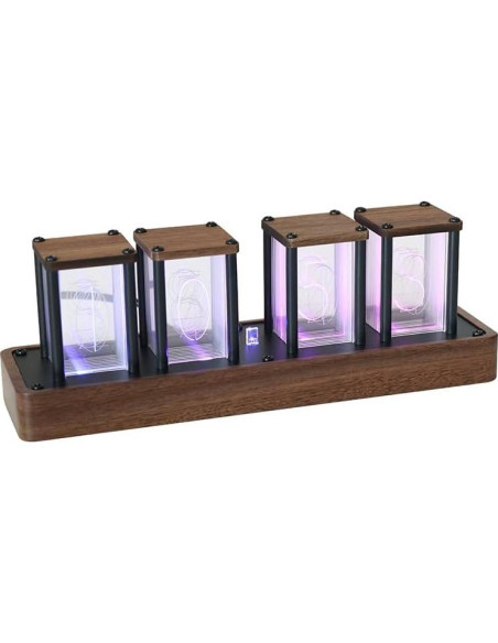 Reloj Digital Tubo Nixie ClocTeck QI-C04 Marrón RGB Reloj Digital Tubo Nixie ClocTeck QI-C04 Marrón RGB