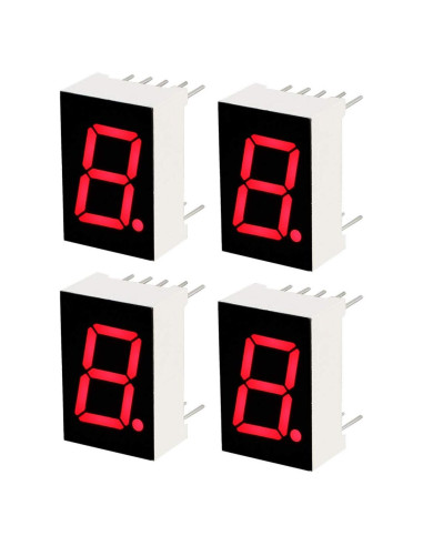 Tubo LED Digital 7 Segmentos uxcell 1 Bit Rojo 4 Pcs