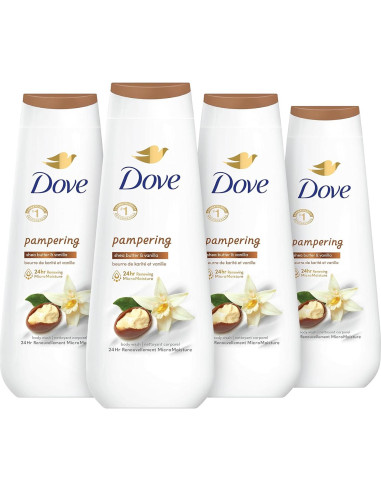 Dove Gel de Ducha 4x250ml Coco y Manteca de Cacao + Karité y Vainilla