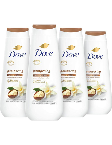 Dove Gel de Ducha 4x250ml Coco y Manteca de Cacao + Karité y Vainilla Dove Gel de Ducha 4x250ml Coco y Manteca de Cacao + Karité y Vainilla
