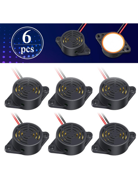 Zumbador Electrónico Activo Geiserailie 6 Pcs 95 dB 12V Zumbador Electrónico Activo Geiserailie 6 Pcs 95 dB 12V