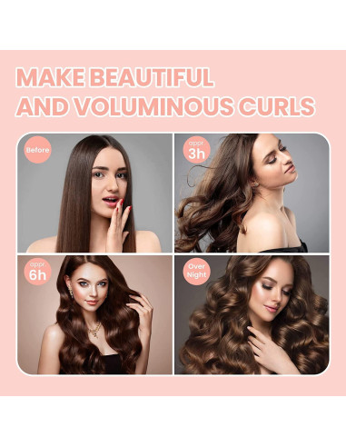 Rizador de Cabello Sin Calor YOBUY - Set de 3 Varillas Rosa