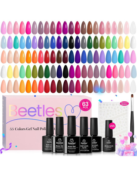 Kit de Esmalte de Uñas en Gel Beetles 63 Piezas 55 Colores Kit de Esmalte de Uñas en Gel Beetles 63 Piezas 55 Colores