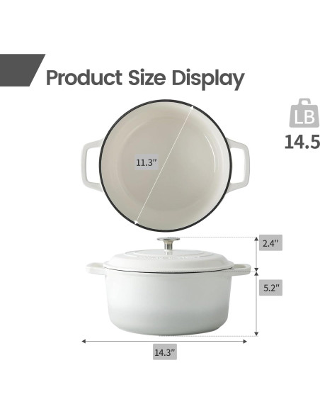 Olla Holandesa de Hierro Fundido Esmaltada EDGING 7.5L Blanca Olla Holandesa de Hierro Fundido Esmaltada EDGING 7.5L Blanca