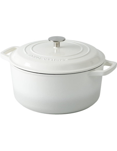 Olla Holandesa de Hierro Fundido Esmaltada EDGING 7.5L Blanca