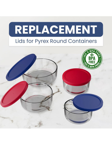 Tapa de Reemplazo Pyrex 9 Piezas Rojo Azul para Alimentos