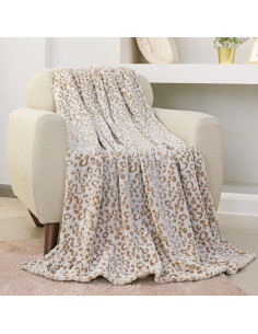 Manta de felpa 3D FY FIBER HOUSE Leopardo Marrón 127x152cm 2