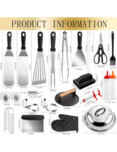 Set de 46 Accesorios para Parrilla Supernal de Acero Inoxidable Set de 46 Accesorios para Parrilla Supernal de Acero Inoxidable