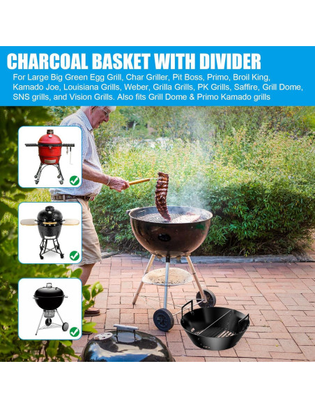 Cesta de Carbón 35.56 cm Outspark para Parrilla Big Green Egg Cesta de Carbón 35.56 cm Outspark para Parrilla Big Green Egg