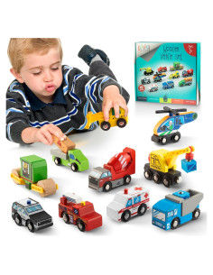 Set de Coches de Madera KipiPol 10 Piezas para Niños 4-10 Años