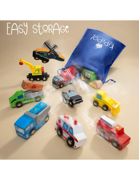 Set de Coches de Madera KipiPol 10 Piezas para Niños 4-10 Años Set de Coches de Madera KipiPol 10 Piezas para Niños 4-10 Años