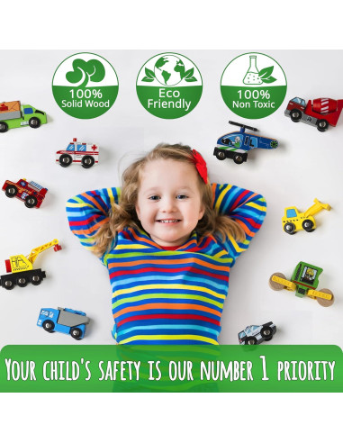 Set de Coches de Madera KipiPol 10 Piezas para Niños 4-10 Años