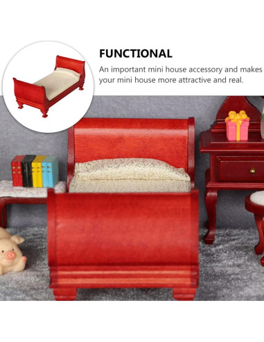 Cama Individual Mini de Madera COHEALI 15.6x7.8 cm Accesorio