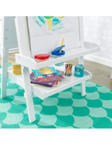 Caballete de Madera Deluxe KidKraft Blanco con Pizarra y Papel