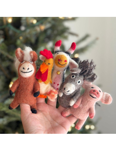 Juego de Títeres de Dedos de Animales de Granja Ganapati 5 PCs