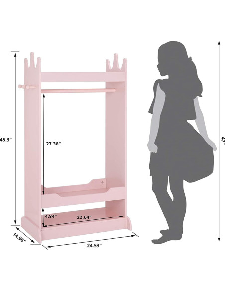 Armario de Disfraces para Niños UTEX Rosa con Espejo 62.3x38x115.1cm Armario de Disfraces para Niños UTEX Rosa con Espejo 62.3x38x115.1cm