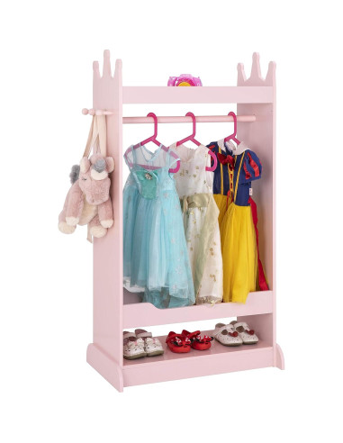 Armario de Disfraces para Niños UTEX Rosa con Espejo 62.3x38x115.1cm