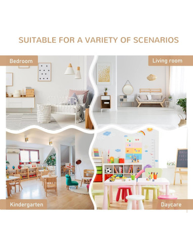 Conjunto de Mesa y Sillas para Niños Qaba 4 Piezas Madera Natural