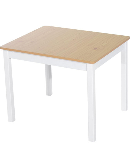 Conjunto de Mesa y Sillas para Niños Qaba 4 Piezas Madera Natural Conjunto de Mesa y Sillas para Niños Qaba 4 Piezas Madera Natural