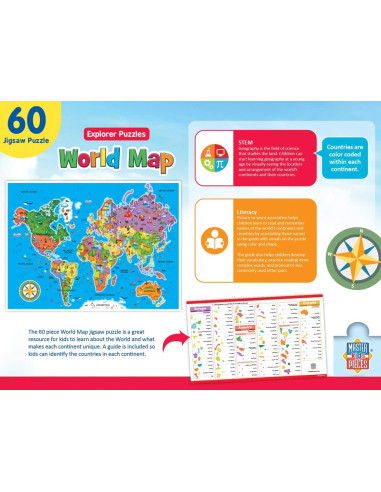 Rompecabezas Educativo MasterPieces 60 Piezas Mapa del Mundo