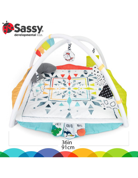 Tapete de Juego Sassy Hola Bebé 2 en 1 con 4 Zonas de Desarrollo Tapete de Juego Sassy Hola Bebé 2 en 1 con 4 Zonas de Desarrollo