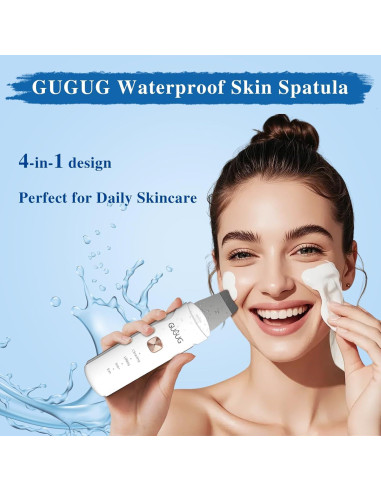 GUGUG Skin Scrubber 4-en-1 Espátula Facial IPX8 Limpiador de Poros