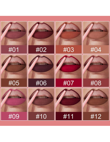 Kit de Lápiz Labial Retráctil KIMIEYE 12 Colores 28g