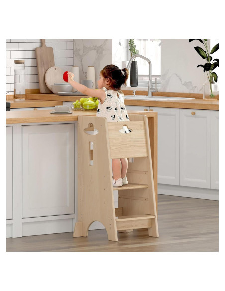 Torre de Aprendizaje Ajustable COSYLAND para Niños - Madera Natural Torre de Aprendizaje Ajustable COSYLAND para Niños - Madera Natural