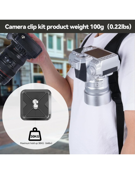Clip de cámara para mochila Bebaimis B1, liberación rápida, negro Clip de cámara para mochila Bebaimis B1, liberación rápida, negro