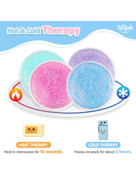 Paquete de Hielo para Niños Hilph - 4 Paquetes Reutilizables con Funda Paquete de Hielo para Niños Hilph - 4 Paquetes Reutilizables con Funda
