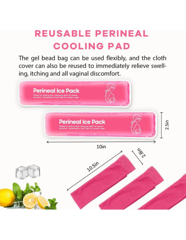 Paquete de Hielo Perineal Reutilizable Couleurs - 2 Almohadillas + 3 Mangas