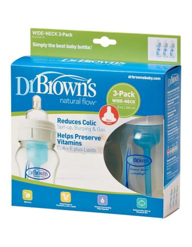 Botellas para Bebés Dr. Brown's Natural Flow 8oz Anti-Cólicos 3pk
