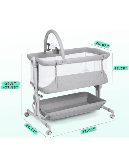 Cuna de Bebé Cowiewie Plegable con Ruedas y Cesta Almacenamiento Cuna de Bebé Cowiewie Plegable con Ruedas y Cesta Almacenamiento