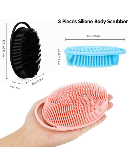 Set de 3 Esponjas Corporales de Silicona Slergut 13.3x7.6cm Set de 3 Esponjas Corporales de Silicona Slergut 13.3x7.6cm