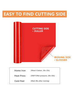 Vinilo de Transferencia de Calor HTVVETUR Rojo 10.67m x 0.30m 2