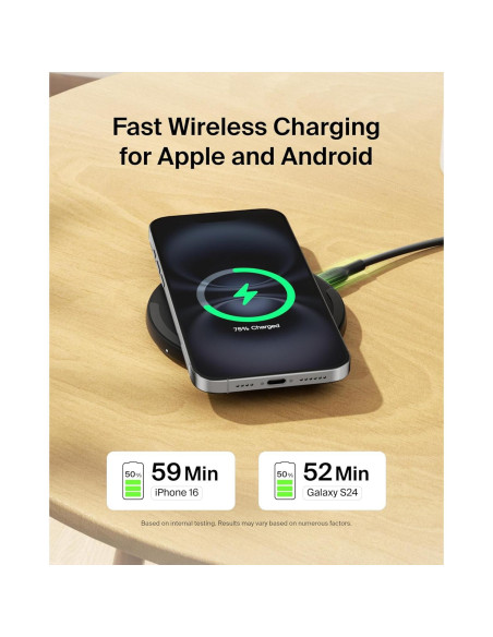 Base de Carga Inalámbrica Belkin 15W Qi - Cargador para iPhone y Samsung Base de Carga Inalámbrica Belkin 15W Qi - Cargador para iPhone y Samsung