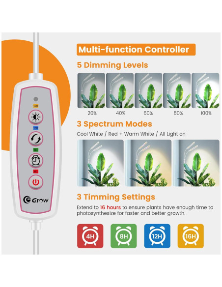 Luz de Crecimiento para Plantas Kullsinss 2 Cabezas Espectro Completo Luz de Crecimiento para Plantas Kullsinss 2 Cabezas Espectro Completo