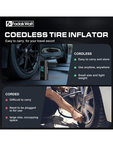 Compresor de Aire Inalámbrico FADAKWALT 150 PSI Digital Compresor de Aire Inalámbrico FADAKWALT 150 PSI Digital