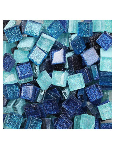 Azulejos de mosaico de vidrio Esweny 200g 1x1cm color azul Azulejos de mosaico de vidrio Esweny 200g 1x1cm color azul