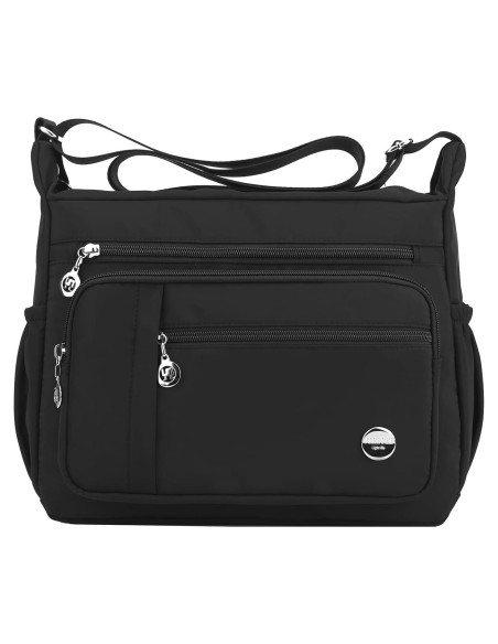 Bolso de Hombro MINTEGRA Negro Grande con Múltiples Bolsillos Bolso de Hombro MINTEGRA Negro Grande con Múltiples Bolsillos