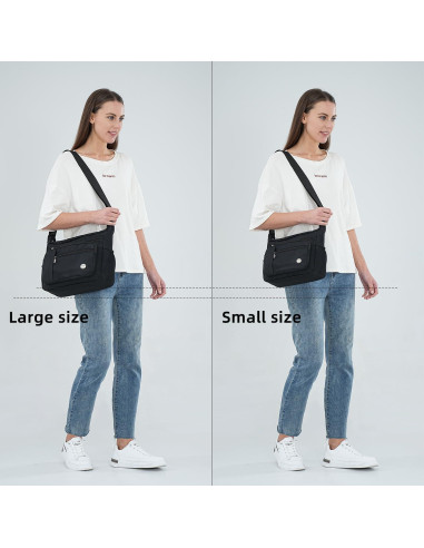 Bolso de Hombro MINTEGRA Negro Grande con Múltiples Bolsillos